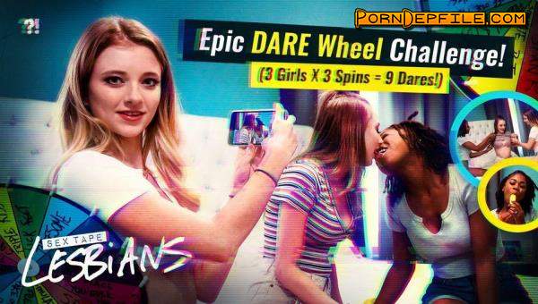 SexTapeLesbians, AdultTime: Riley Star, Kyler Quinn, Hazel Grace - Epic DARE Wheel Challenge! - 3 Girls x 3 Spins = 9 Dares! (Big Tits, Lesbian, Anal, Threesome) 544p