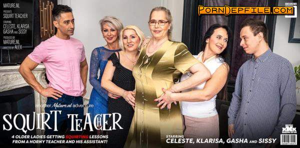 Mature.nl, Mature.eu: Celeste, Gasha, Klarisa, Sissy - four older ladies get teached how to squirt and then some! (Teen, Mature, Group Sex, Anal) 720p