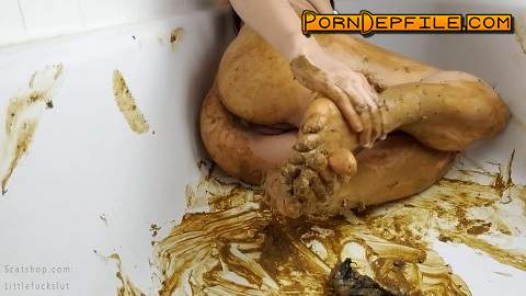 ScatShop: Littlefuckslut - Jerk It To My Shitty Feet & Pantyhose (Smearing, Pissing, Big shit, Scat) 1080p