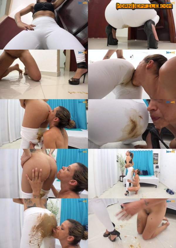 NewMFX: Diana, Sabrina Senna - Shitting in white legging (Lesbian, Domination, Big shit, Scat) 1080p