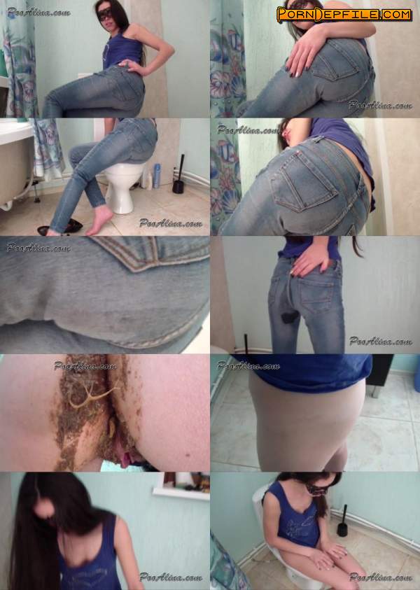 PooAlina: Poo Alina - Alina pooping and fart in jeans after a fish with beer (Smearing, Pissing, Big shit, Scat) 720p