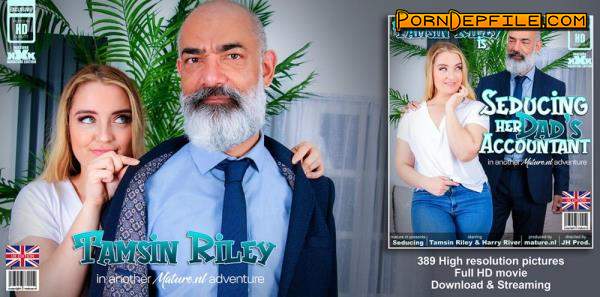 Mature.nl, Mature.eu: Tamsin Riley, Harry River - Young and horny Tamsin Riley is fucking and sucking her way older dad's accountant on the couch (Blonde, Big Ass, Teen, Mature) 1080p